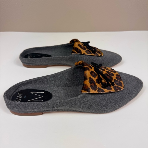 SANT M Cortina Felted Mules Leopard Gray Slip On Pointed Shoes European EUC - Picture 5 of 9